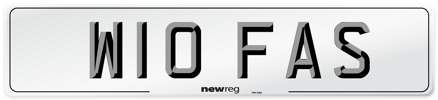 W10 FAS Number Plate from New Reg